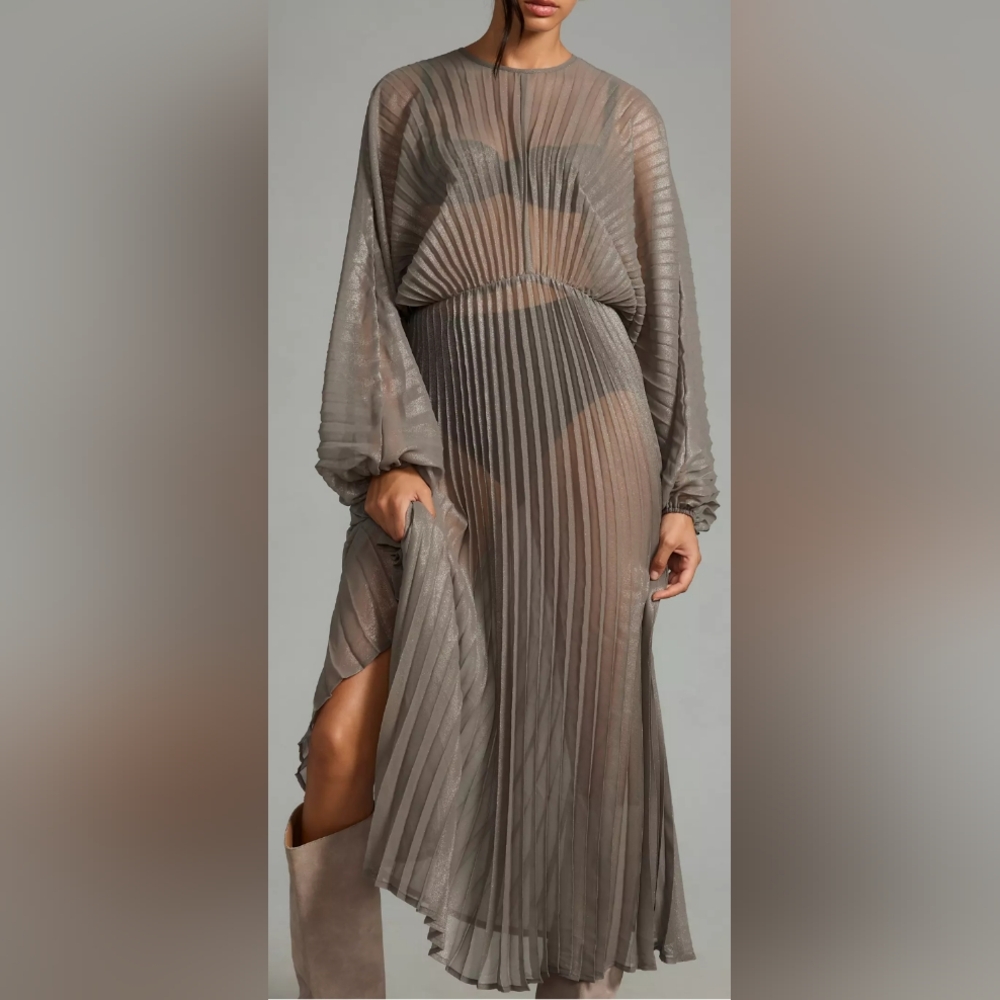 Anthropologie Sheer Pleated Kaftan